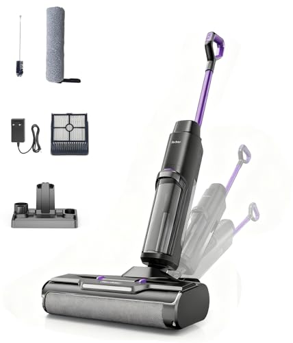 Redkey W15 Nass Trockensauger Akku,Selbstreinigender Mopp-Staubsauger,Kantenreinigung 6 mm,Dual-Wassertank-Unterstützung, 3 Reinigungsmodi,LED Spracherinnerung Geeignet für Hartböden,Selbstreinigung