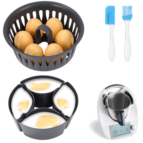 Eierkocher und Pochierte Eier Form für Thermomix Zubehör, Kompatibel mit Thermomix TM6 TM7 TM31 Zubehör, BPA-Frei, für 4 Pochierte Eier und 6 Gekochte Eier, Multifunktionales Küchenzubehör für Brunch