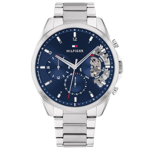 Tommy Hilfiger Multi Zifferblatt Quarz Uhr für Herren mit Silbernes Edelstahlarmband - 1710448