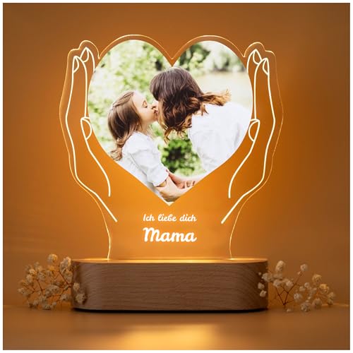Geschenkfreude personalisiertes Acrylglas Bild mit Foto Nachtlicht - Fotogeschenke mit eigenem Foto - Geschenke für Mutter Deko - personalisierte Geschenke Mama Weihnachten - Geschenkidee Mama
