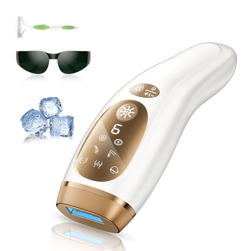 Haarlosy IPL Geräte Haarentfernung mit Gefrierfunktion - 9 Energiestufen 999900 Lichtimpulse Laser Haarentfernung, Schmerzfreie Haarentfernungsgerät Zuhause für Gesicht Körper Achseln Beine