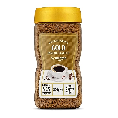 by Amazon Gold Instant Kaffee, Mittlere Röstung, 200g, 1er-Pack - Rainforest Alliance-Zertifizierung