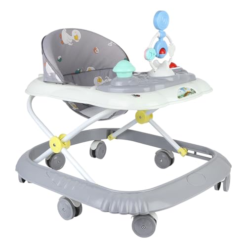 4-in-1 Lauflernhilfe für Babys mit Musik, 4 verstellbare Höhen, Lauflernhilfe für Babys, faltbar, von 6 bis 18 Monaten, bis zu 9 kg (Grau, 58 x 55 x 65 cm)