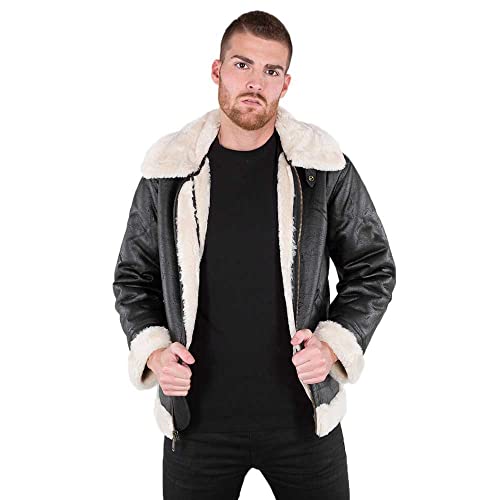 Alpha Industries Herren B3 FL Lederjacke, Black, XL