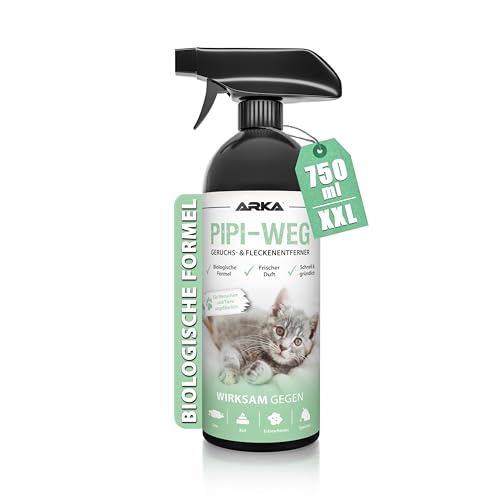 Enzymreiniger Katzenurin 750 ml – extrem stark gegen Katzenpipi, Uringeruch und Flecken – biologisch, tierfreundlich, geruchsneutralisierend – für Sofa, Teppich, Textilien, Auto, Katzenklo – Pipi-Weg