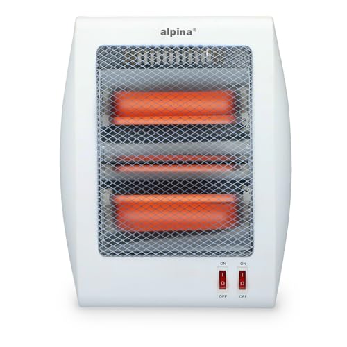 alpina Elektroheizung LQ002 - Heizkörper mit Griff - Tragbarer Elektroheizkörper - mit 2 Heizstufen 400/800W - 27,5 x 12,5 x 48 cm - Kippschutz - Kunststoff/Aluminium - Weiß