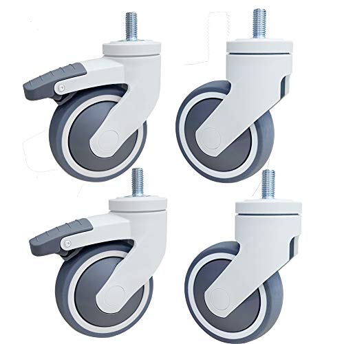4 '' 100mm Gewinde M12 Medizinische Rollen Gummi Lenkrollen Silent TPR Universal Lenkrollen mit Bremse Schwerlast 400 kg für Krankenhaus Schönheitsinstrument Wagen Pflegebett 4 Stück