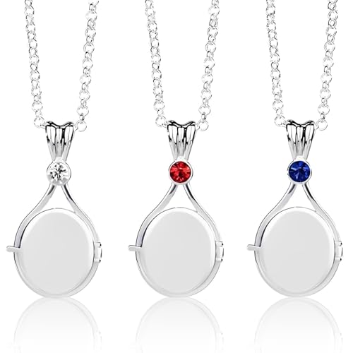 ZhongShuang 3 Pcs Plötzlich Meerjungfrau Kette Medaillon, Mädchen Edelstahl Meerjungfrauen Anhänger Schmuck Halsketten, Damen, Passend Für Damen Und Mädchen (Blau Rot Weiß)