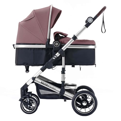 Daliya® NEOMOVE 2in1 Kombi-Kinderwagen | Buggy | klappbare Babywanne und Sportsitz | Große Räder | Rückenlehne stufenlos | Leichter Alu-Rahmen | Großer Einkaufskorb (Silber-Violett)