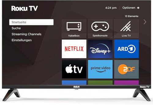 RCA Fernseher 43 Zoll (108 cm), UHD 4K Smart TV mit WLAN, Triple Tuner (DVB-C/S/S2/T/T2), HDR10 HLG, RK43UN1, 2024 (Nur für Deutschland)