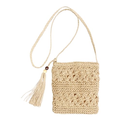 MOERAE Gehäkelte Tasche Damen, Strohtasche Damen Sommer Boho Geflochten, Strohtaschen Damen Klein,Häkeltasche Für Strand Und Alltag