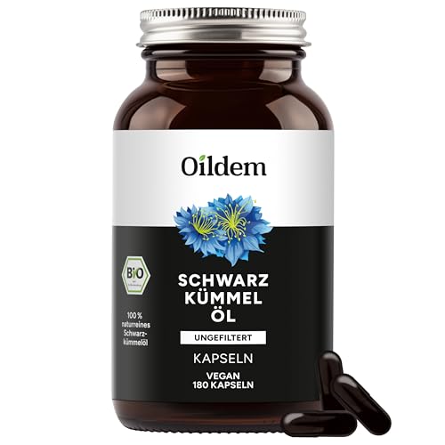 Oildem Bio-Schwarzkümmelöl Kapseln Vegan (UNGEFILTERT), (Ohne Hitze)