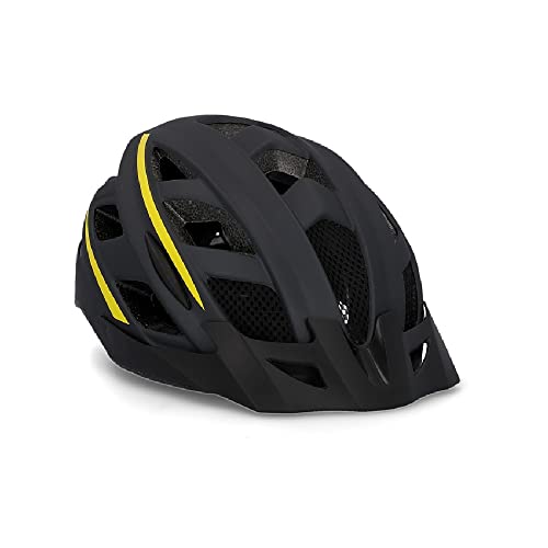 FISCHER Erwachsene Fahrradhelm, Radhelm, Cityhelm, Mountainbike-Helm Urban Montis, L/XL, 58-61cm, schwarz-gelb, mit beleuchtetem Innenring-System