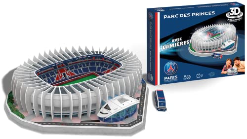 Megableu Puzzle Park der Prinzen 3D, integrierte Lichter, Fußballteam von Paris Saint Germain, 111 nummerierte Teile, zum Montieren allein oder mit der Familie, ab 7 Jahren, 678326, PSG-Stadion mit