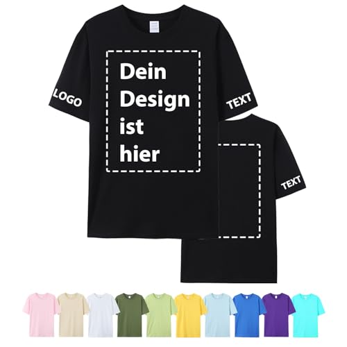 COOZEBRA Tshirt Bedrucken Lassen - Personalisiertes T-Shirt selbst gestalten mit Vorder- und Rückendruck, 100% Baumwolle Custom Tshirt für Männer und Frauen