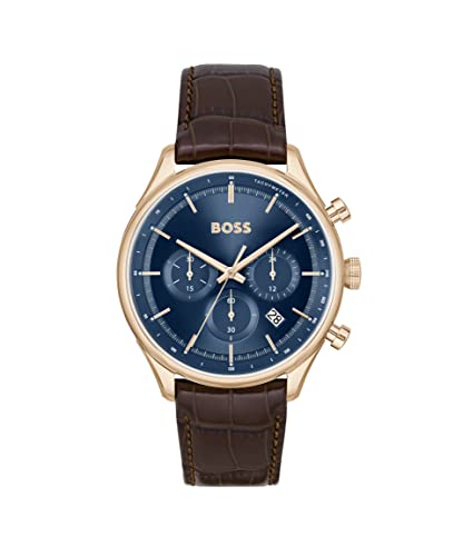 BOSS Chronograph Quarz Uhr für Herren mit Braunes Lederarmband - 1514050