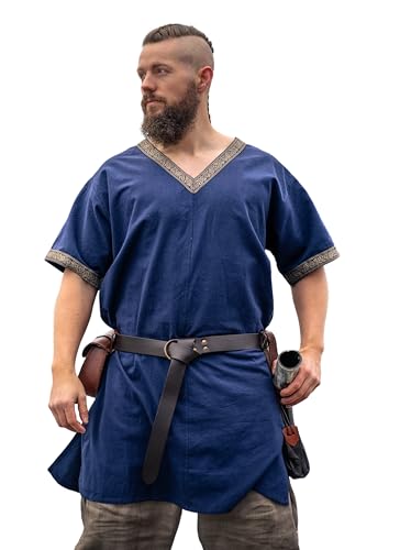 Leonardo Carbone® Wikinger Tunika Loki - Mittelalter Hemd Herren, Karneval Kostüm Herren, LARP Kleidung - 100% Baumwolle 5XL