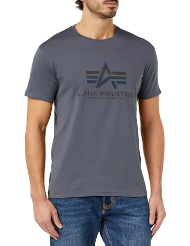 Alpha Industries Herren Basic T Rainbow Ref T-Shirt, Greyblack, XL