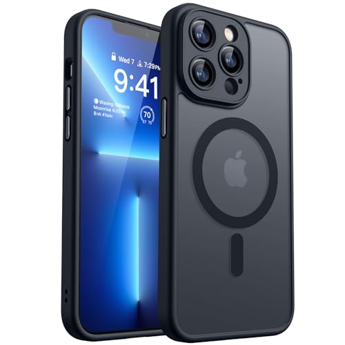 CANSHN 2024 Neu für iPhone 13 Pro Max Hülle mit Kameraschutz für Magsafe (TOP Militärschutz & Magnetkraft) Extrem Haltbarkeit Hülle iPhone 13 ProMax Case Stoßfest, Schwarz