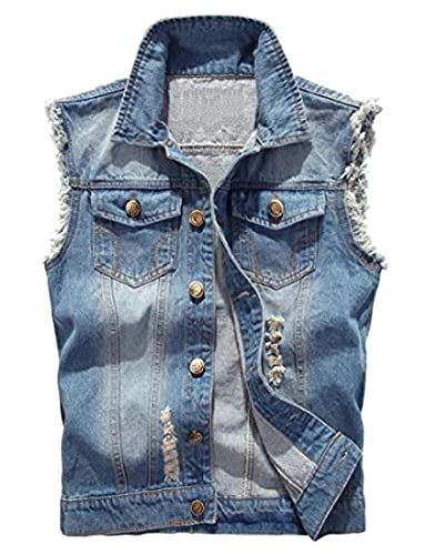 MERCIY Herren Beiläufiger Denim Weste Jacke Klassische ärmel Dünne Jacken
