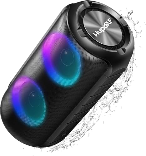 Hupoaf Bluetooth Lautsprecher mit Licht, 2026 Blue Tooth 5.3 Musikbox Tragbarer Bluetooth Box