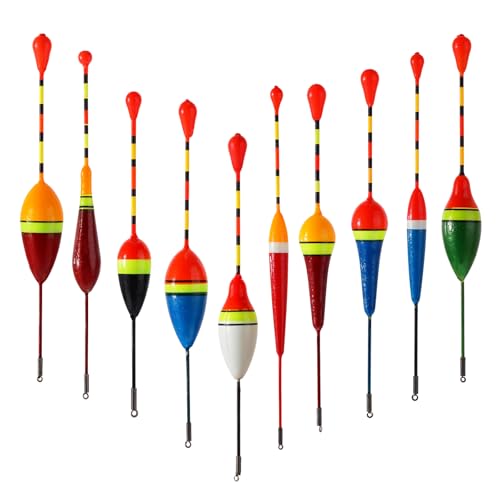 JIYIN 10 Stück Schwimmer Angeln, Posen Angeln Angelposen Bobbers Angeln Forellen Posen Angelstopfen Angelzubehör und Schwimmerset für Unterschiedlich Fischarten