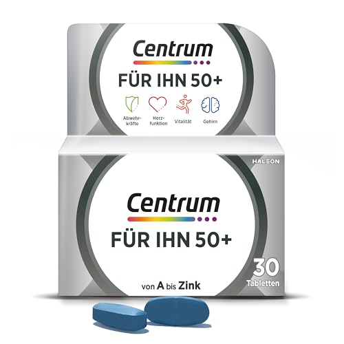 Multivitamin - Centrum Für Ihn 50+ - Hochwertiges Nahrungsergänzungsmittel mit Mikronährstoffen – Speziell für Männer ab 50 – Vitamine, Mineralstoffe, Spurenelemente – 1 x 30 Tabletten