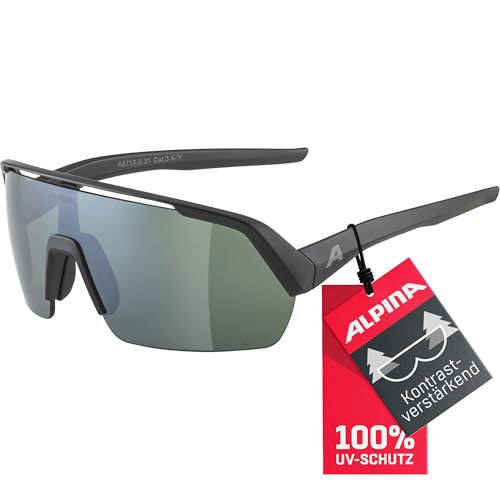ALPINA Unisex - Erwachsene, TURBO HR Q-LITE Sportbrille, black matt/silver, One Size