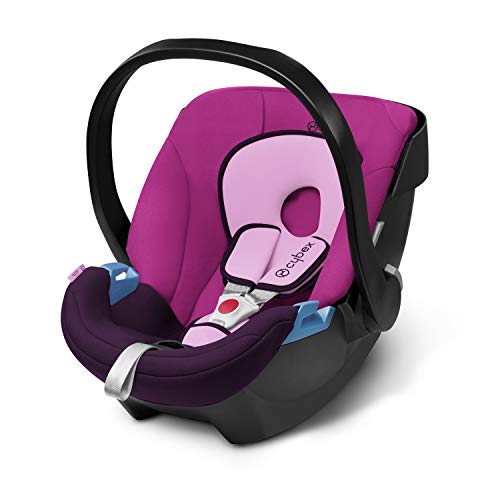 CYBEX Silver Babyschale Aton, Inkl. Neugeboreneneinlage, Ab Geburt bis ca. 18 Monate, Max. 13 kg, Purple Rain