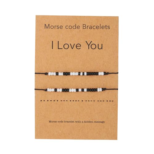 2 Pcs Ich liebe dich Morsecode Armband Paare Passende, verstellbare Armbänder Freund Freundin Paar Schmuck Schmuck für Ihn/Sie/Mädchen/Frauen