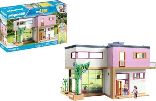 PLAYMOBIL MyLife 71607 Wohnhaus mit Wintergarten, inklusive Zwei Figuren und einem Stickerbogen, zu über 80% aus recycelten und biobasierten Materialien, vielfältiges Spielzeug für Kinder ab 4 Jahren