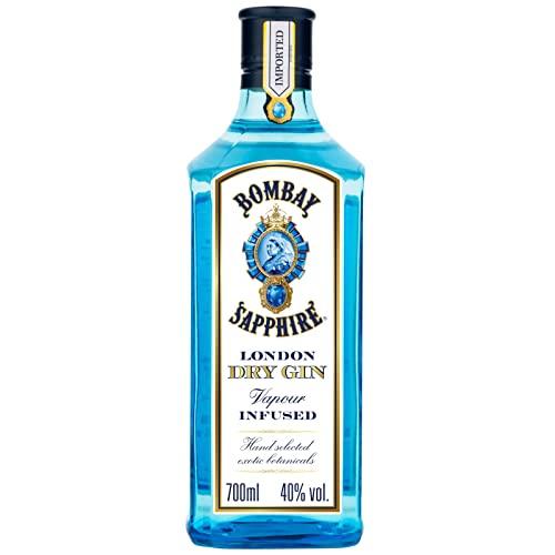 Bombay Sapphire Distilled Premium London Dry Gin, 40% Vol., 70 cl/700 ml, per Dampfinfusion hergestellt mit 10 erlesenen exotischen Botanicals, ideal für die Hausbar und als Geschenk ab 18