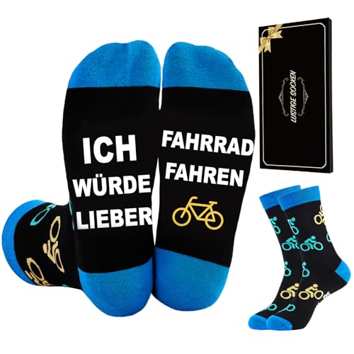 SockWaddles Lustige Socken Herren mit Sprüchen, Ich Würde Lieber Fahrrad Fahren – Geschenkidee für Männer, Fahrrad zu Weihnachten Geburtstag Vatertag
