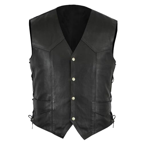 Lederweste Weste Kutte Leder Biker Rocker Motorrad Clubweste Bikerweste Motorradweste Schwarz Leder Biker Rocker Motorrad Clubweste Bikerweste Leder Weste