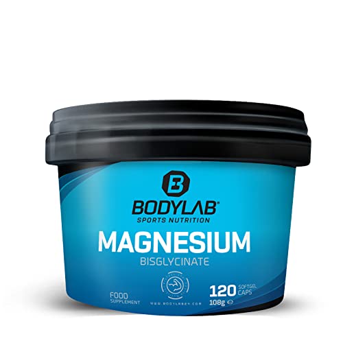 Bodylab24 Magnesium Bisglycinate 120 Kapseln, hochdosiertes Magnesium mit 300mg je Tagesdosis, Magnesiumbisglycinat-Komplex mit hoher Bioverfügbarkeit, ideal für Sportler
