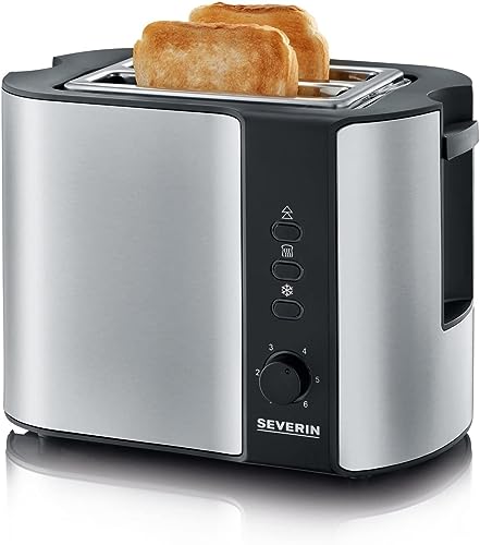 SEVERIN Automatik-Toaster, mit Brötchenaufsatz, hochwertiger Edelstahl Toaster zum Toasten, Auftauen und Erwärmen, 800 W,steel, AT 2589
