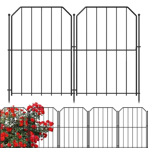 Yeabett Gartenzaun 25 Stück, Dekorativer Metallzaun 31cm(B) × 41cm(H), Hundezaun Outdoor Tierschutz für Blumenbeet Hof Terrasse