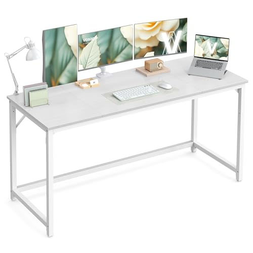 VASAGLE Tisch, Computertisch, Bürotisch, 160 x 60 x 76 cm, für Arbeitszimmer, Schlafzimmer, Wohnzimmer, ahornweiß-perlweiß LWD121WF01