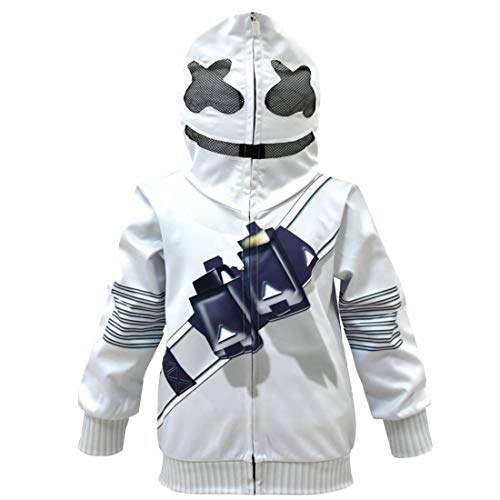 Dgfstm Jungen Smile Gesichtsmaske Hoodie Kinder Mode DJ 3D Langarm Pullover Cosplay Jacke (Reißverschluss, 160)