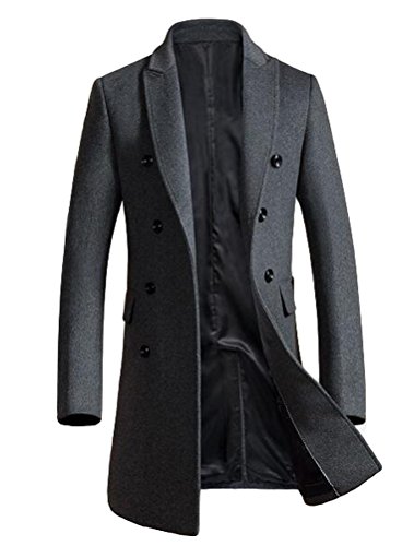 Vogstyle Herren Warme Wolle Coat Wintermantel Jacke Herrenmantel, XL, Grau