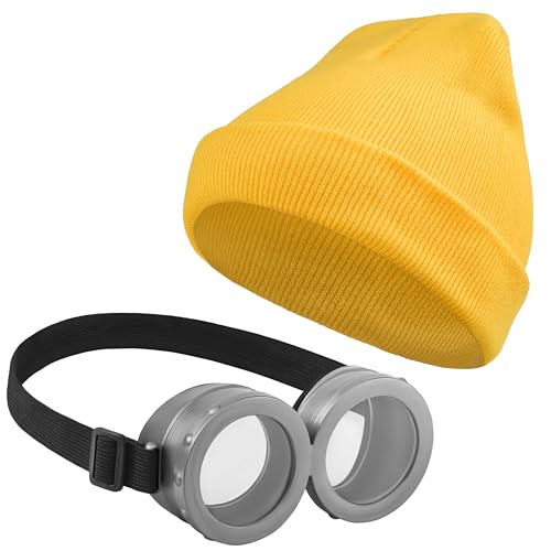 Balinco Cartoon Set – Lustige Beanie mit Augen & passende Spaßbrille | Witziges Kostüm-Zubehör für Karneval, Fasching, Mottoparty & Halloween | Für Kinder & Erwachsene | Verkleidung im Comic Stil