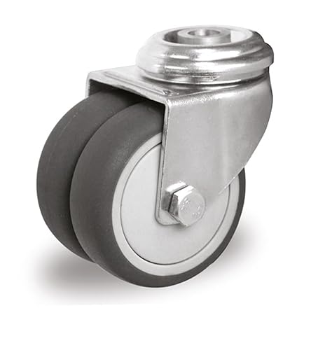 der ROLLENDE SHOP - Lenkrolle - Doppelrolle mit Rückenloch 75 mm - Serie P2T2