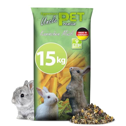 Eggersmann Uncle Pet 15 kg Kaninchenfutter - Premium Kaninchen Müsli - Kaninchen Futter mit der natürlichen Kraft aus Kräutern und Karotten - Kaninchenzubehör (15 kg Sack)