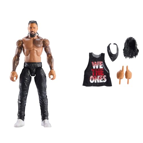 Mattel WWE Elite Actionfigur und Zubehör, Serie #114, ca. 15 cm große Sammelfigur Jimmy Uso mit 25 Bewegungspunkten und austauschbaren Händen, JCH94, [Mehrfarbig]