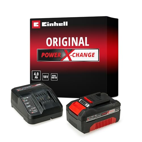 Original Einhell Starter Kit 4,0 Ah Akku und Ladegerät Power X-Change (Li-Ion, 18 V, 75 min Ladezeit, passend für alle Power X-Change Geräte) 1er Pack