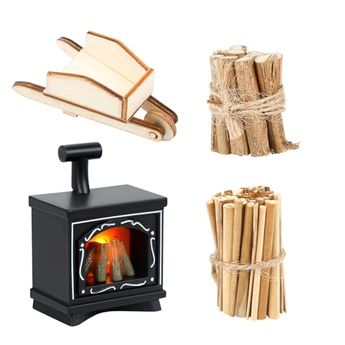 Wichtel Kamin,Puppenhaus Kamin mit Licht Wichtel Zubehör Kamin Miniatur Weihnachten Lagerfeuer Puppenhaus Zubehör Weihnachten