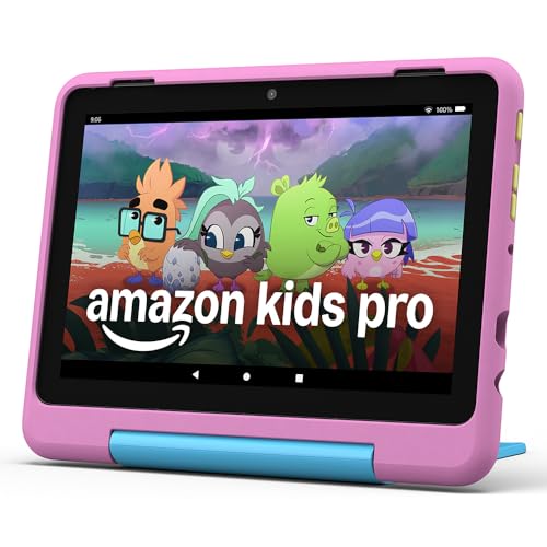 Amazon Fire HD 8 Kids Pro-Tablet (Neueste Generation), für Kinder von 6-12 J. | 3 GB RAM, 8-Zoll-HD-Bildschirm, werbefreie Inhalte, Kindersicherung, 13 Std. Akkulaufzeit, 32 GB, Löwen-Design (2024)