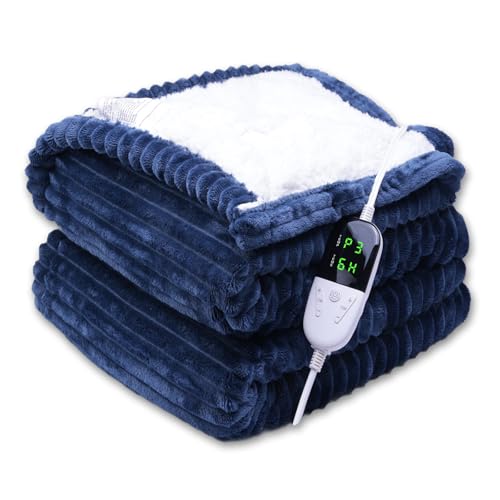 ITSHINY Heizdecke 180x135cm mit Digitalregler, 6 Wärmestufen, 1-10h Timer, Auto-Abschaltung & Überhitzungsschutz, maschinenwaschbarer weicher Flanell