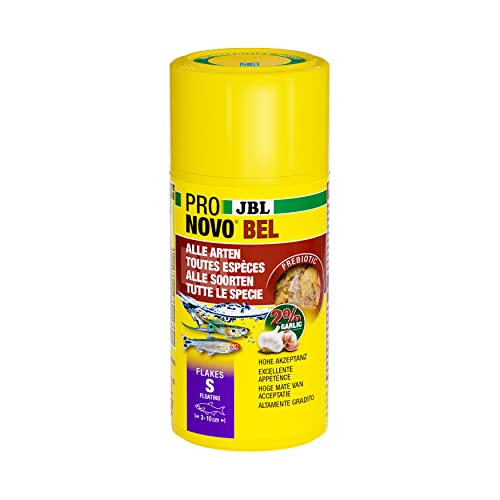 JBL PRONOVO BEL FLAKES, Hauptfutter für alle Aquarienfische von 3-10 cm, Fischfutter-Flocken, Größe S, 100 ml