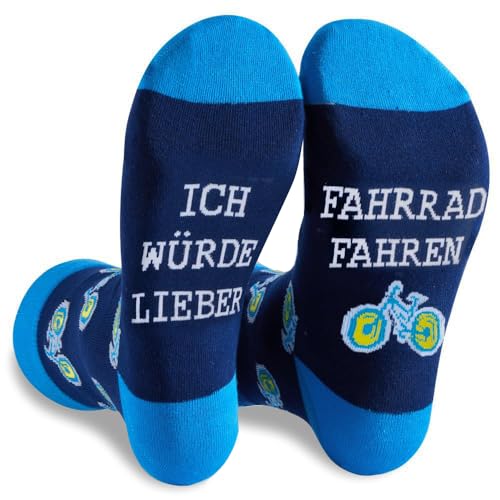 Zemolo Lustige Socken Geschenk für Männer, ICH WÜRDE LIEBER FAHRRAD FAHREN Socken Witzige Weihnachten Ideen Geschenke Vatertag Männertag für Papa Opa Herren 43-46 ﻿
